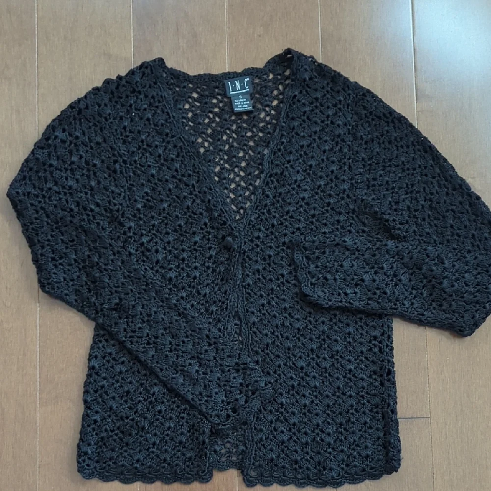 INC International Concepts Black Crochet Cardigan - Picture 4 of 7